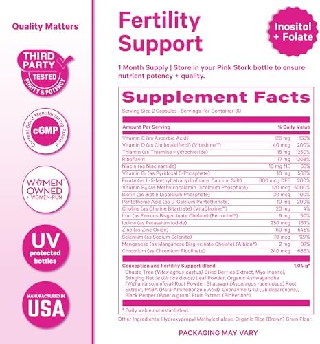 Pink Stork fertility support 60 capsules container lifestyle