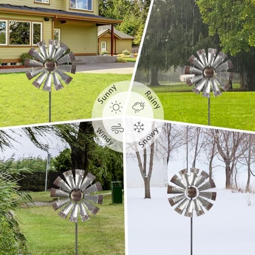 Viveta silver windmill spinner showing metal stake base