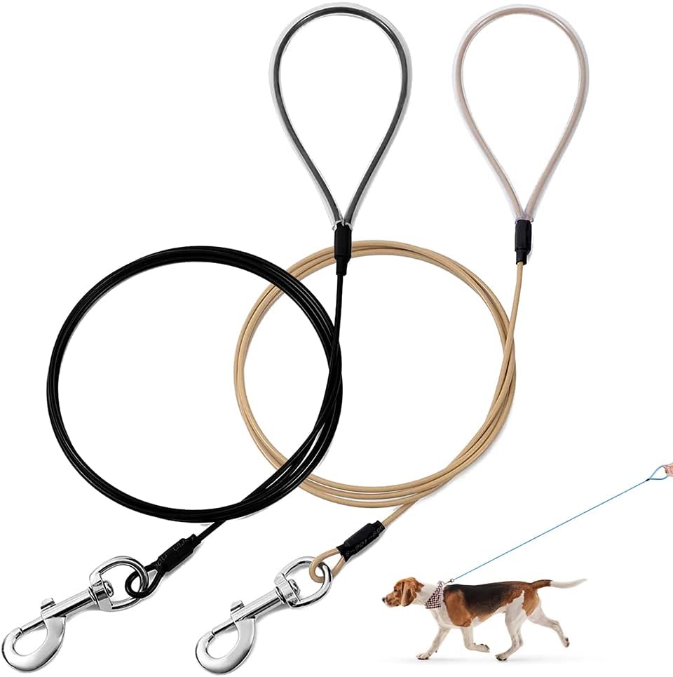 Chew Proof Dog Leash,6FT Metal Cable Lead,Heavy Duty Leash Made of Coated Wire Rope,Chew Resistant,Great for Large Dogs and Teething Puppies (Black+Blue, 6ft) - Image 10