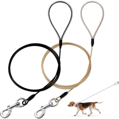 Chew Proof Dog Leash,6FT Metal Cable Lead,Heavy Duty Leash Made of Coated Wire Rope,Chew Resistant,Great for Large Dogs and Teething Puppies (Black+Blue, 6ft) - Image 10