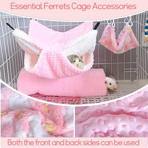 Hamiledyi sugar glider climbing rope toy suspended inside a wire pet enclosure.