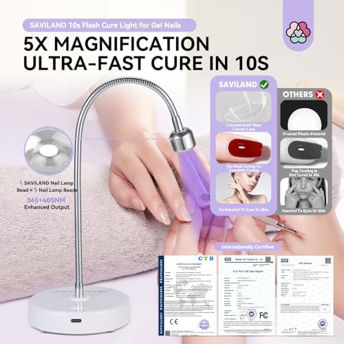 White rechargeable twelve watt LED flash cure lamp with flexible neck extended