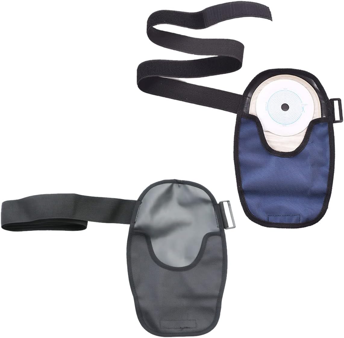 YEYSXSY waterproof ostomy bag covers front view showing black and blue sleeves