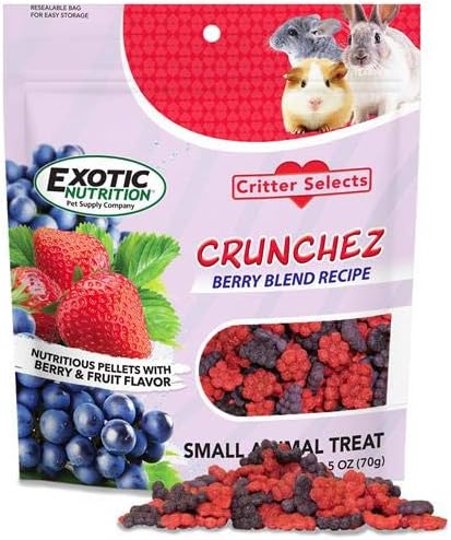 Exotic Nutrition Crunchez Berry Blend front view premium packaging for exotic pet treats