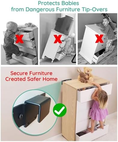 Montane baby proofing kit components including metal corner codes and mounting screws.