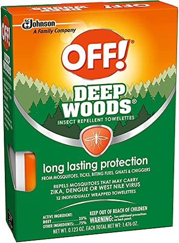 OFF! Deep Woods travel size insect protection wipes application demonstration.