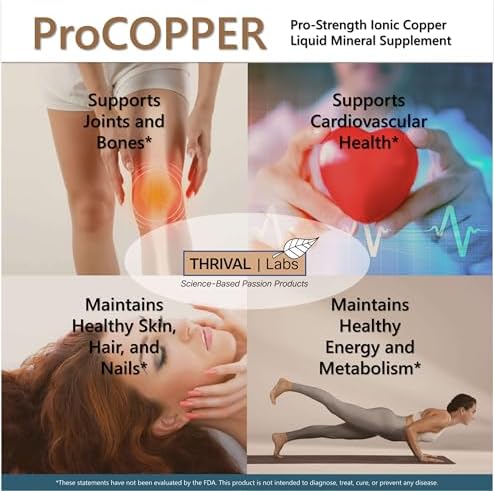 Full product shot of the vegetarian friendly Thrival Labs copper drops four fluid ounces bottle.