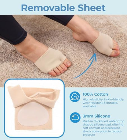 Two pairs of MasterMo beige metatarsal pads displayed to show washable durable fabric.