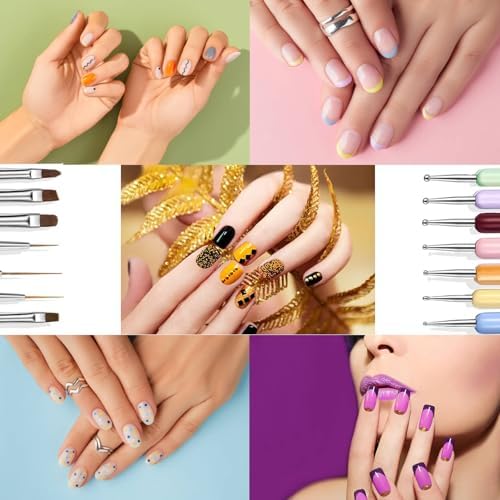7PCS Nail Art Brushes, Nail Design Painting Brush Set with Nail Polish Brush, Nail Liner Brush, Nail Extension Gel Brush, Builder Nail Gel Brush, and Multi-Size Dotting Pens for DIY Nail Art - Image 6
