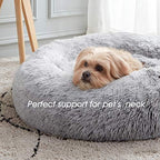 WESTERN HOME WH Calming Soft Round Dog & Cat Bed, Anti-Anxiety Donut Cuddler Warming Cozy Fluffy Faux Fur Plush Cushion Bed for Small Medium Dogs and Cats (20"/24"/27"/30"), Light Grey - Image 6