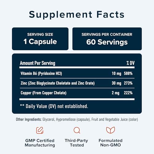 Bioavailable zinc supplement 60 capsules for seasonal health and skin clarity chelated zinc