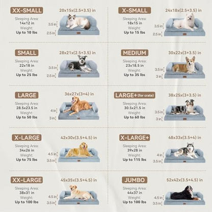 Large Dog Bed Orthopedic Washable - Beds Bolster - Medium XL XLarge Big Dogs - Memory Foam Couch Sofa - Waterproof with Removable Cover - Image 4