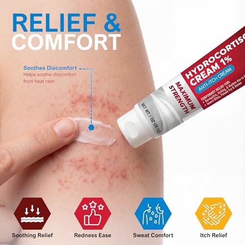 MED Pride hydrocortisone cream application for skin redness and swelling.