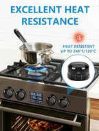 Universal stove knob protector installed on gas range