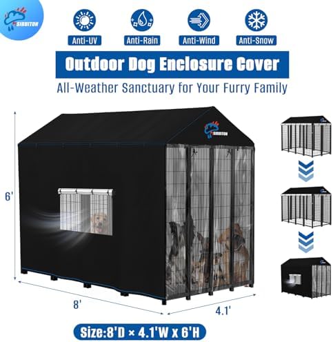 SIRUITON large pet cage cover side view with breathable mesh curtains