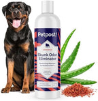 Petpost pet shampoo bottle showing label details and active ingredients