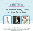Comparison of Kalencom potty liners next to a portable potty seat