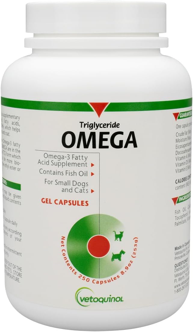 Vetoquinol Triglyceride Omega - Fish Oil for Dogs & Cats - Supports Healthy Skin, Coat & Normal Immune Response - Supplement with Vitamin Blend for Heart, Eye, Bone & Muscle Support - 60 Capsules - Image 9