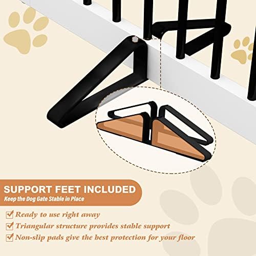 White indoor pet fence for stairs with exclusive support feet attached
