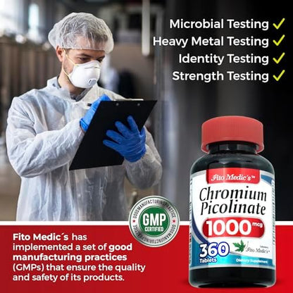 FITO Medic'S Lab Chromium Picolinate 360 count bottle for blood sugar support