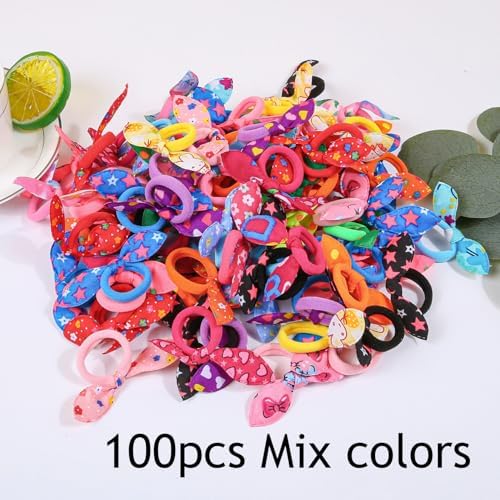 Assorted pattern dog grooming bows with elastic bands