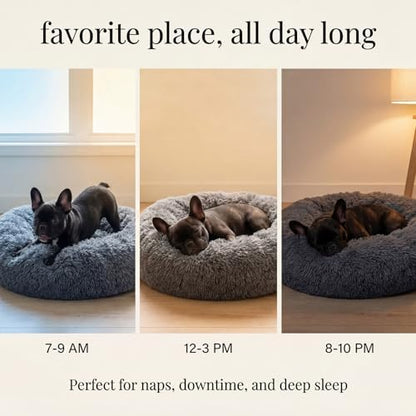 Small Calming Dogs Bed for Small Dogs Anti-Anxiety Machine Washable Fluffy Luxury Anti-Slip Waterproof Mute Base Warming Cozy Soft Pet Puppy Round Bed - Image 7