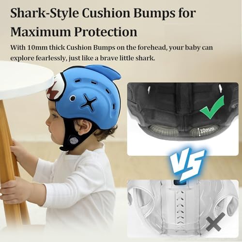 Side profile of Mambobaby Guard infant safety helmet