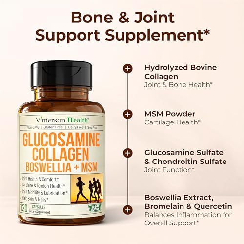 Glucosamine Chondroitin MSM with Hydrolyzed Collagen Peptides - Joint Support Supplement with Quercetin, Bromelain & Boswellia Extract - Collagen pills for Hair Skin Nails - FSA Eligible 120 Caps - Image 7