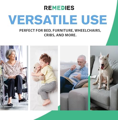 Remedies incontinence bed pads 23 by 36 inches laid flat demonstrating the large coverage area