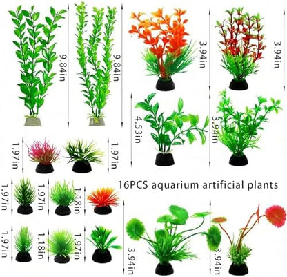 YXGTHGQZ plastic decorations providing natural hiding spots for fish in a freshwater aquarium setup.