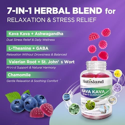 Close-up of the blueberry flavored stress relief supplement ingredients including Ashwagandha.