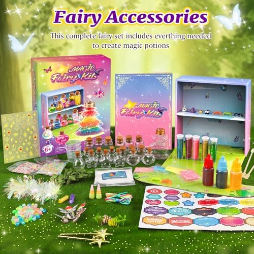 Detailed view of fairy potion bottles and craft accessories