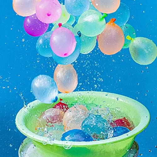 Eco-friendly biodegradable latex water balloons filling up with the included hose nozzle attachment.