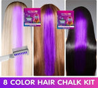 Girl using vibrant temporary hair color comb for styling