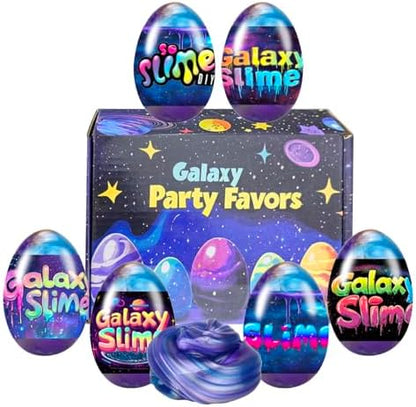 JDSTY galaxy slime being stretched out of the egg container by a child