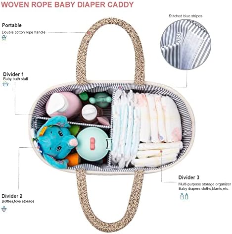 YeaYee portable diaper organizer showing interior pinstripe lining