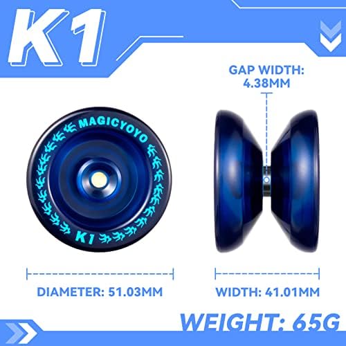 MAGICYOYO K1 Professional Responsive Yoyo for Kids 8-12, Hubstacks Yo-yo for Kids, Dual Purpose Yoyo with Unresponsive Bearing, Storage Bag + 12 Strings +Yo-Yo Glove +2 Yo yo Hubstacks (Dark Blue) - Image 5