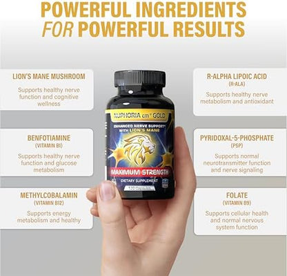 Nuphoria Cm Gold R-Alpha Lipoic Acid nerve supplement bottle