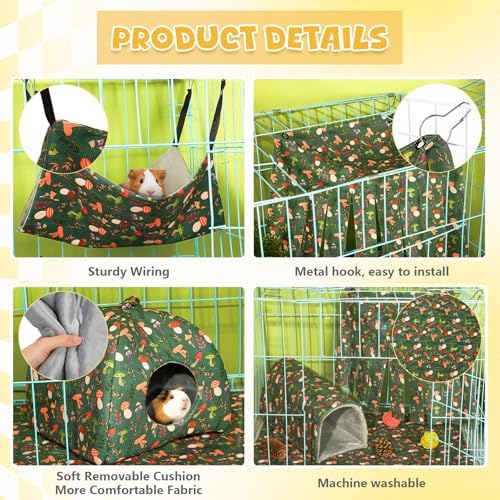 Geelin chinchilla cage toys showing durable metal hooks and adjustable hanging ropes