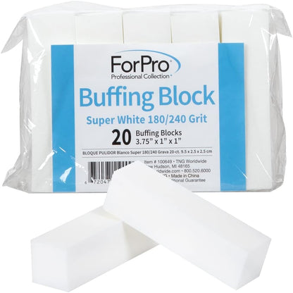 ForPro Professional Collection Super White Buffing Block front view