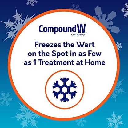 Compound W cryotherapy canister with foam applicators for foot wart removal.
