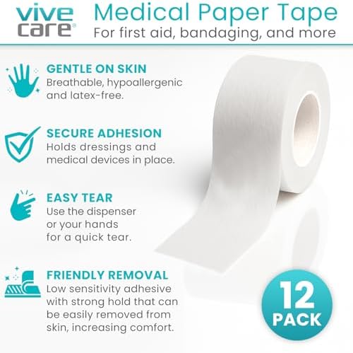 Vive Care hypoallergenic surgical tape roll showing the breathable nonwoven paper texture.