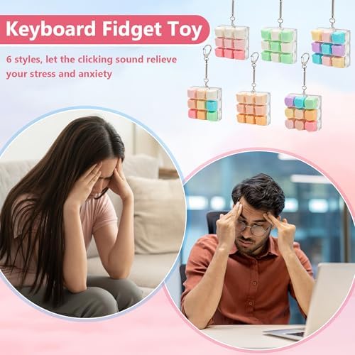 Sumgsn keyboard fidget keychain attached to a backpack for portable anxiety relief