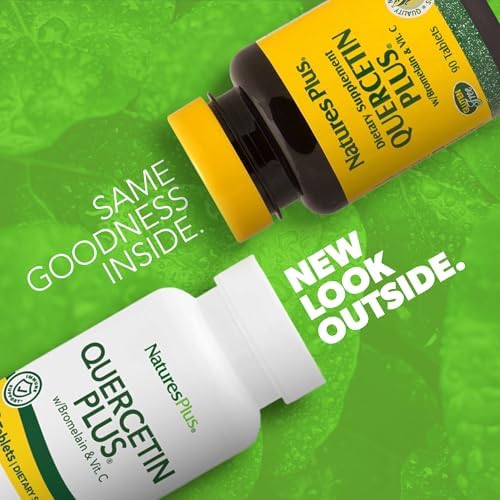 NaturesPlus Quercetin Plus 90 vegetarian tablets supplement label details