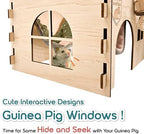 SoulThink(R) Large Guinea Pig Hideout & House - Easy to Assemble Wooden Guinea Pig Castle with Hammock, Ramp and Toys Accessories Habitat Suitable for Hamsters and Chinchilla - Image 7