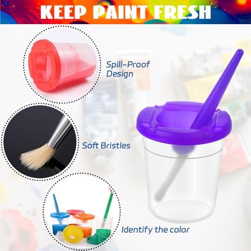 Kids unspillable painting cup set being washed under warm running water to demonstrate easy cleanup after crafting activities