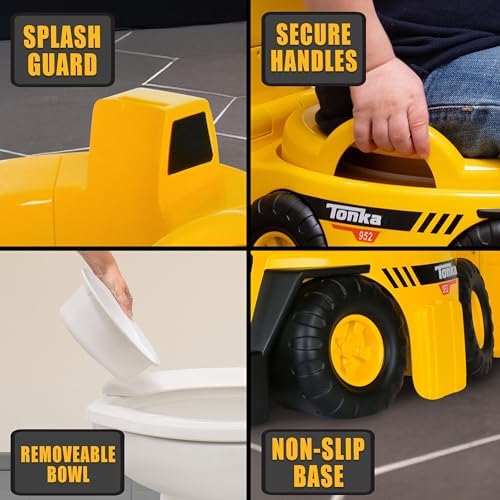 Close up of Tonka potty trainer handles and seat