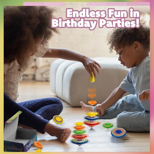 Tower of Spineez stacking spinning tops for kids