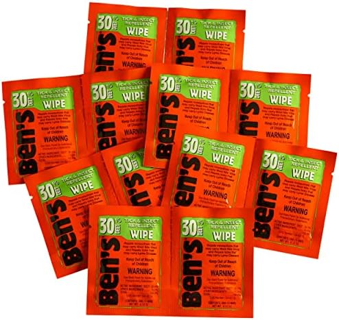 Authentic USA imported Ben's 30 percent DEET protective insect wipes box packaging