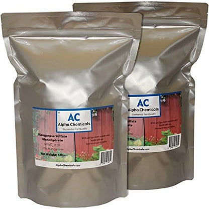 Alpha Chemicals Manganese Sulfate Monohydrate 10lb powder bag front view